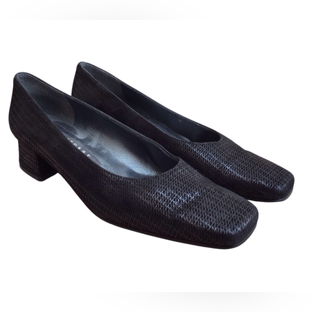 Stuart Weitzman Black Leather Slip On Heeled Shoes Size 5B
